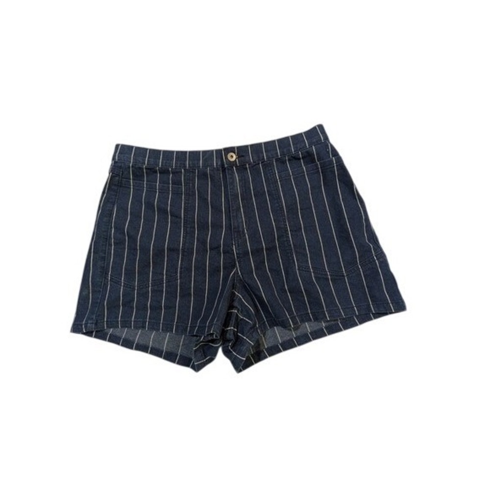 Unionbay Womens High Rise Pinstripe Denim Shorts Blue White Size 17 J891362